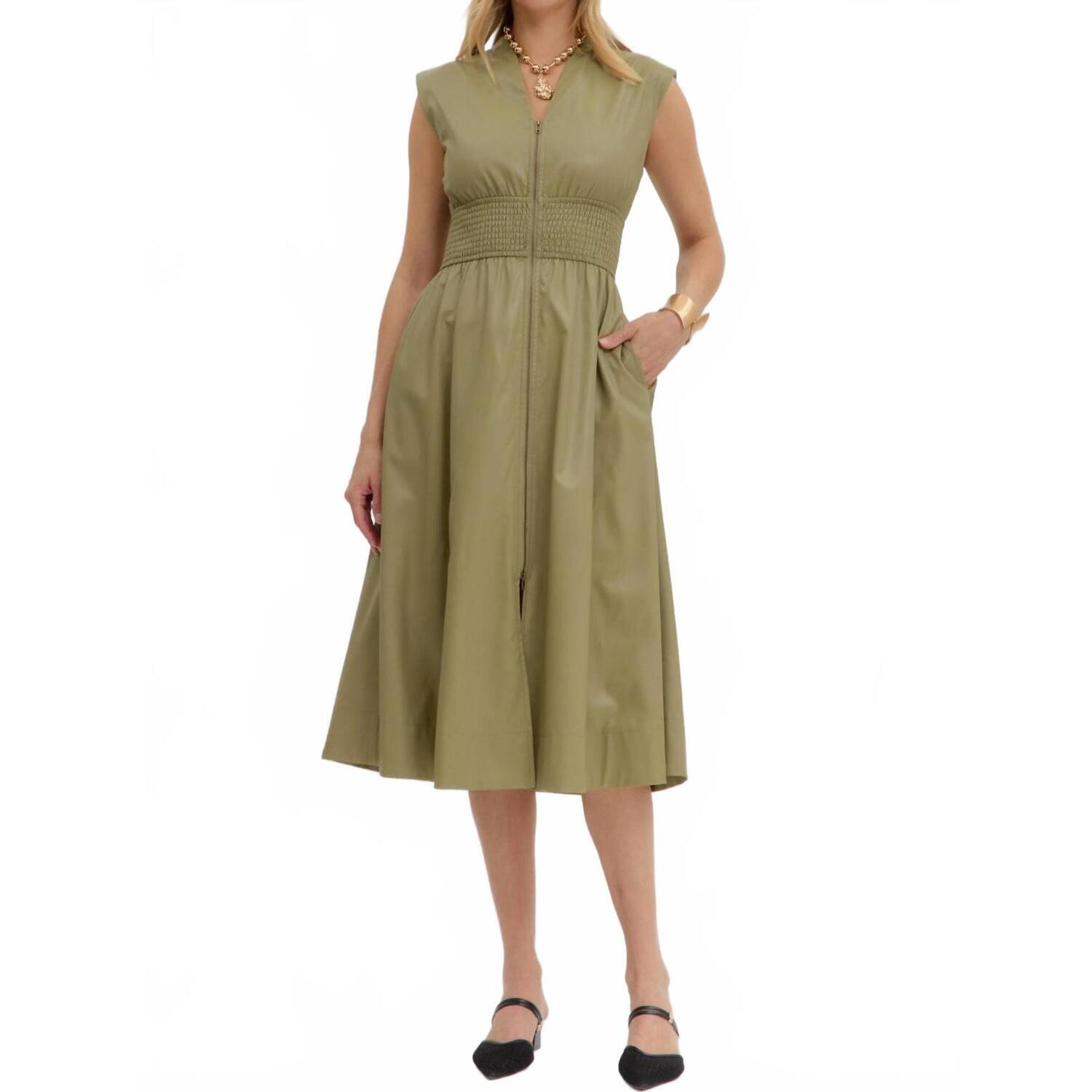 New Entro Urban Edge Vegan Leather Zip Dress In Green
